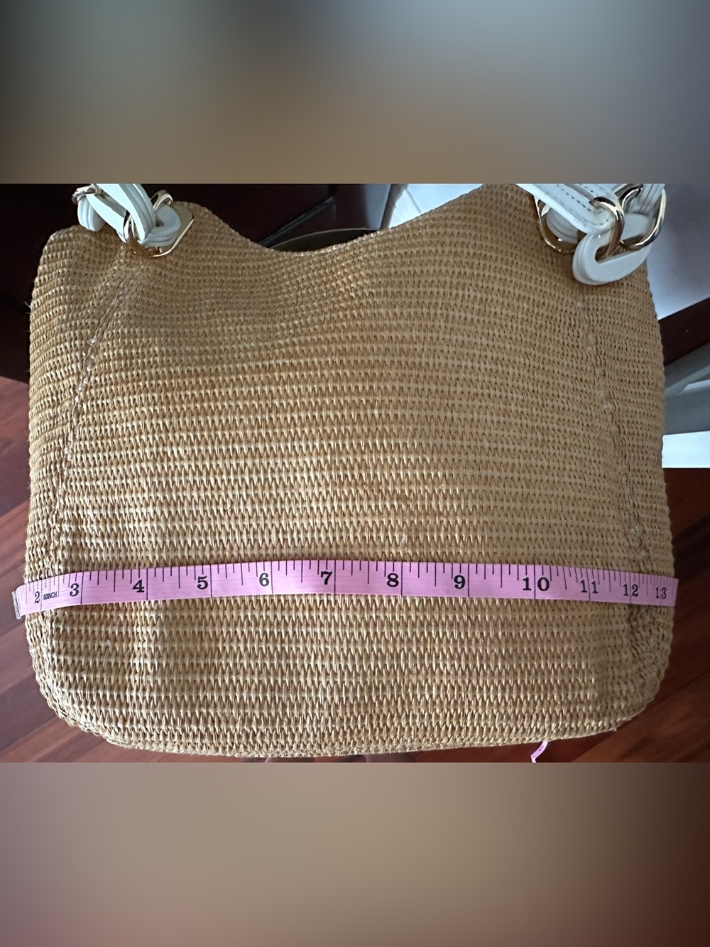 NWT Michael Kors Tan Woven Shoulder Bag with Cream Trim - Picture 8 of 10
